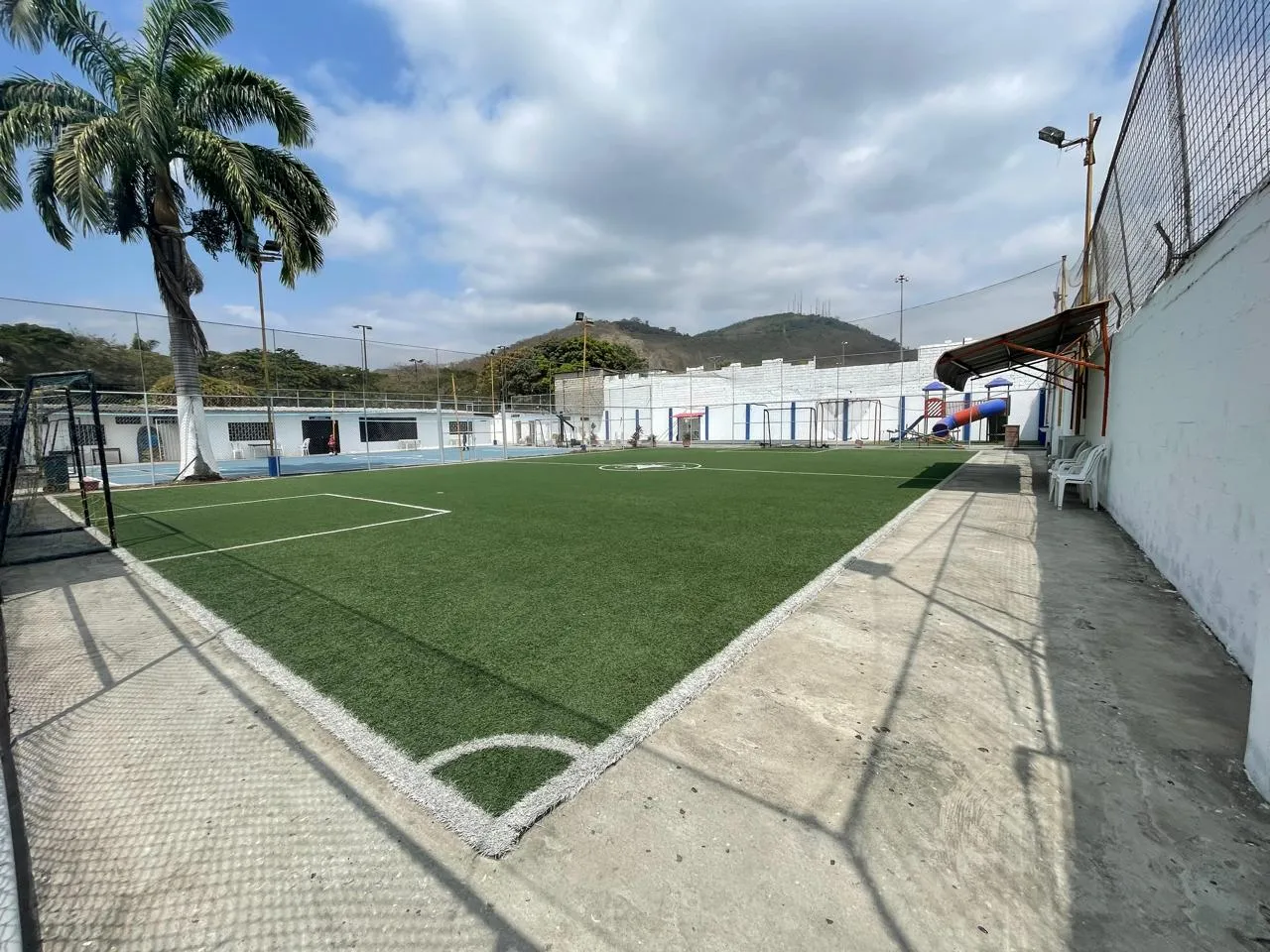 Cancha de fútbol con césped